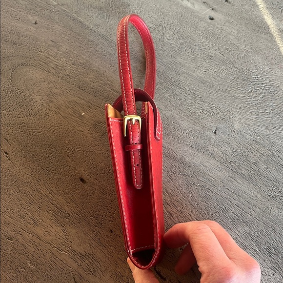 Coach Red Leather Signature C Phone Pouch Wristlet Mini Shoulder Bag - Picture 5 of 12